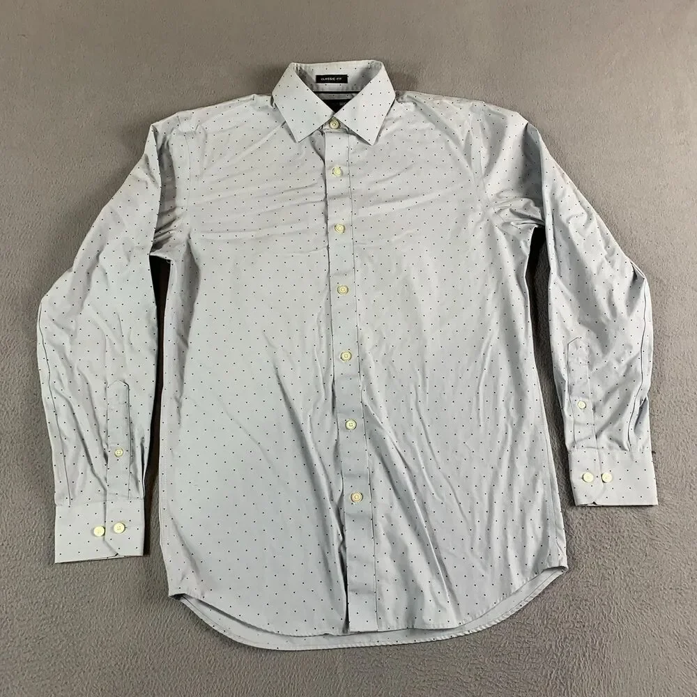 Banana Republic Dress Shirt Mens XS Gray Geometric Classic Fit Long Sleeve